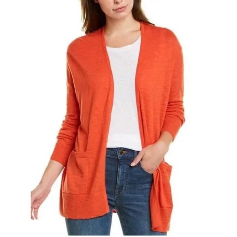 Madewell Open Front Knit Cardigan Sweater‎ Pockets Orange XS Extra Small